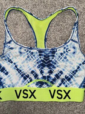 Victoria’s Secret VSX Sport Blue Tie-Dye Workout Racerback Sports Bra Size Small